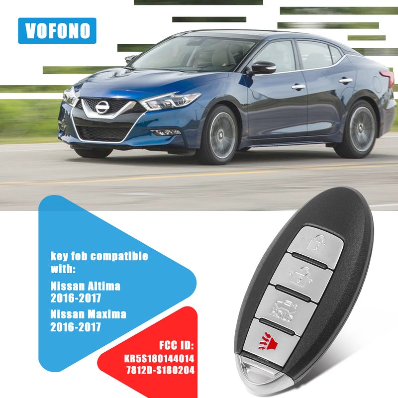 VOFONO 4 Buttons Keyless Entry Remote Key Fob Compatible with Nissan Altima 2016-2017/Nissan Maxima 2016-2017 (FCC ID: KR5S180144014 7812D-S180204) - Image 2